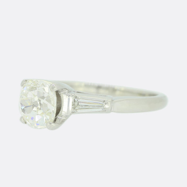 1.45 Carat Vintage Old Cut Diamond Solitaire Ring