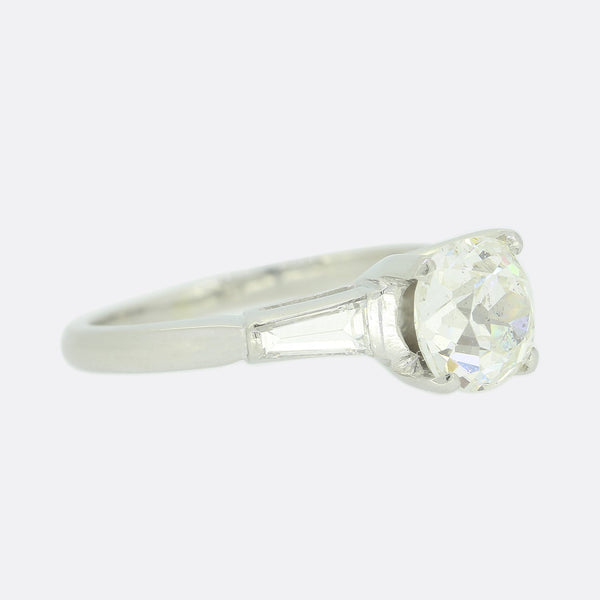 1.45 Carat Vintage Old Cut Diamond Solitaire Ring
