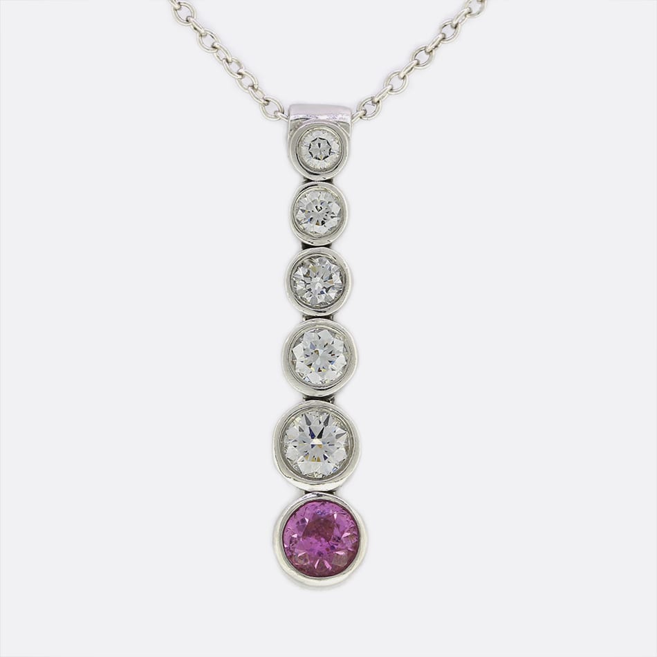 Tiffany & Co. Pink Sapphire and Diamond Jazz Pendant Necklace