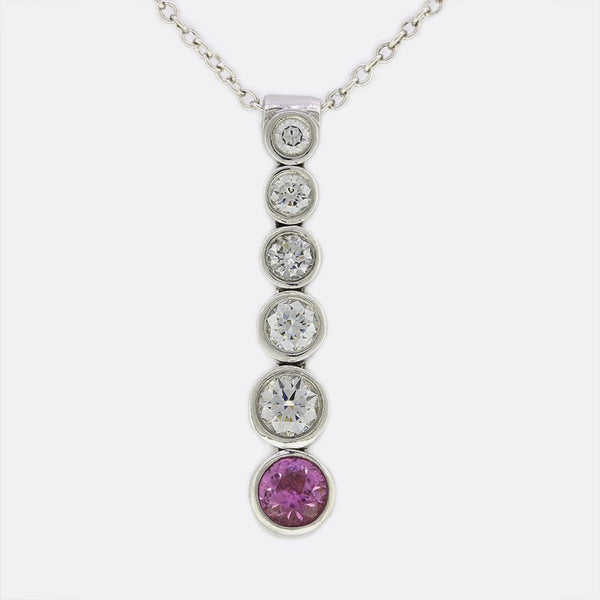 Tiffany & Co. Pink Sapphire and Diamond Jazz Pendant Necklace