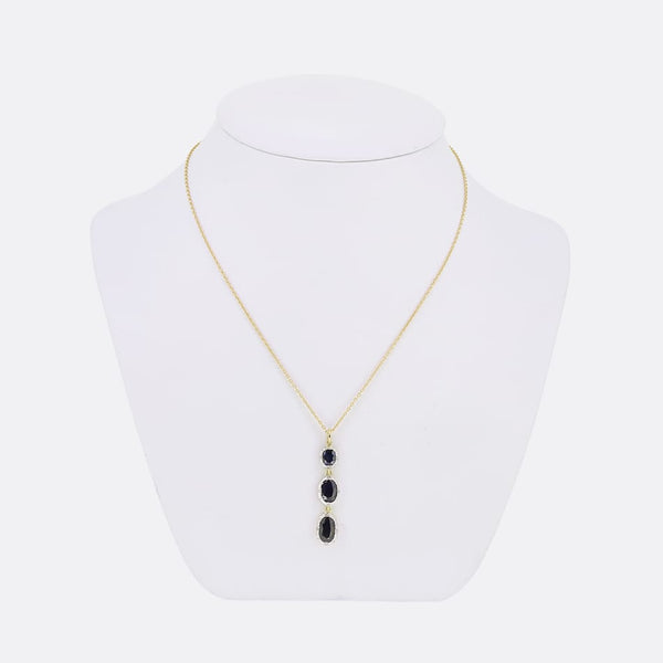 TVJ 2.70 Carat Oval Cut Sapphire Drop Pendant
