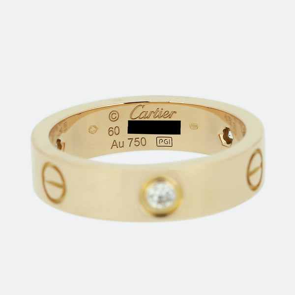 Cartier Three Diamond LOVE Ring Size S (60)