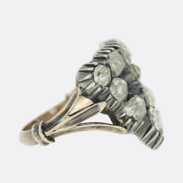 Georgian Rose Cut Diamond Cluster Ring