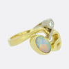 White Opal and Diamond Abstract Ring