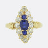 Edwardian Sapphire and Diamond Navette Ring