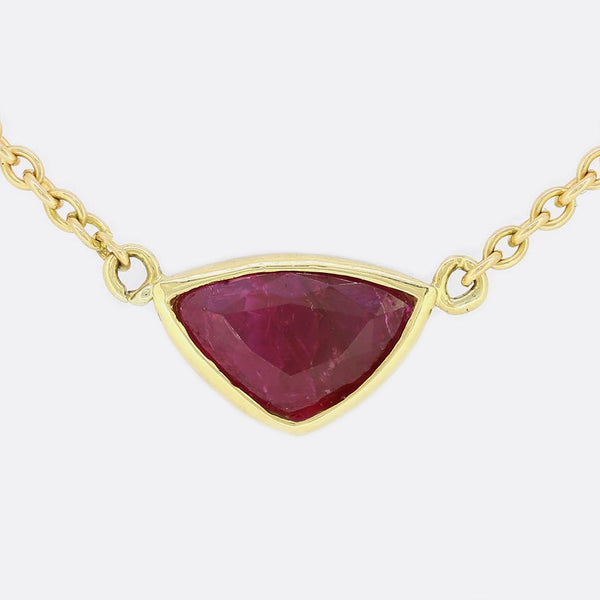 TVJ 1.00 Carat Trillion Cut Ruby Pendant
