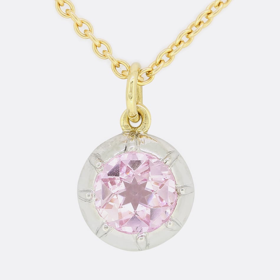 TVJ 1.00 Carat Old Cut Pink Topaz Pendant