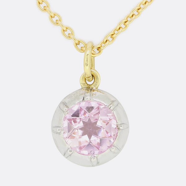 TVJ 1.00 Carat Old Cut Pink Topaz Pendant