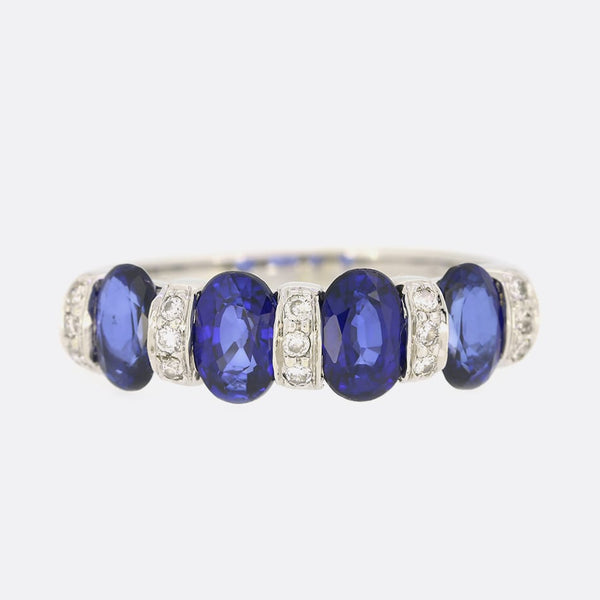 Oval Sapphire and Diamond Four Stone Ring