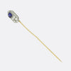 Art Deco 0.61 Carat Ceylon Sapphire and Diamond Stick Pin