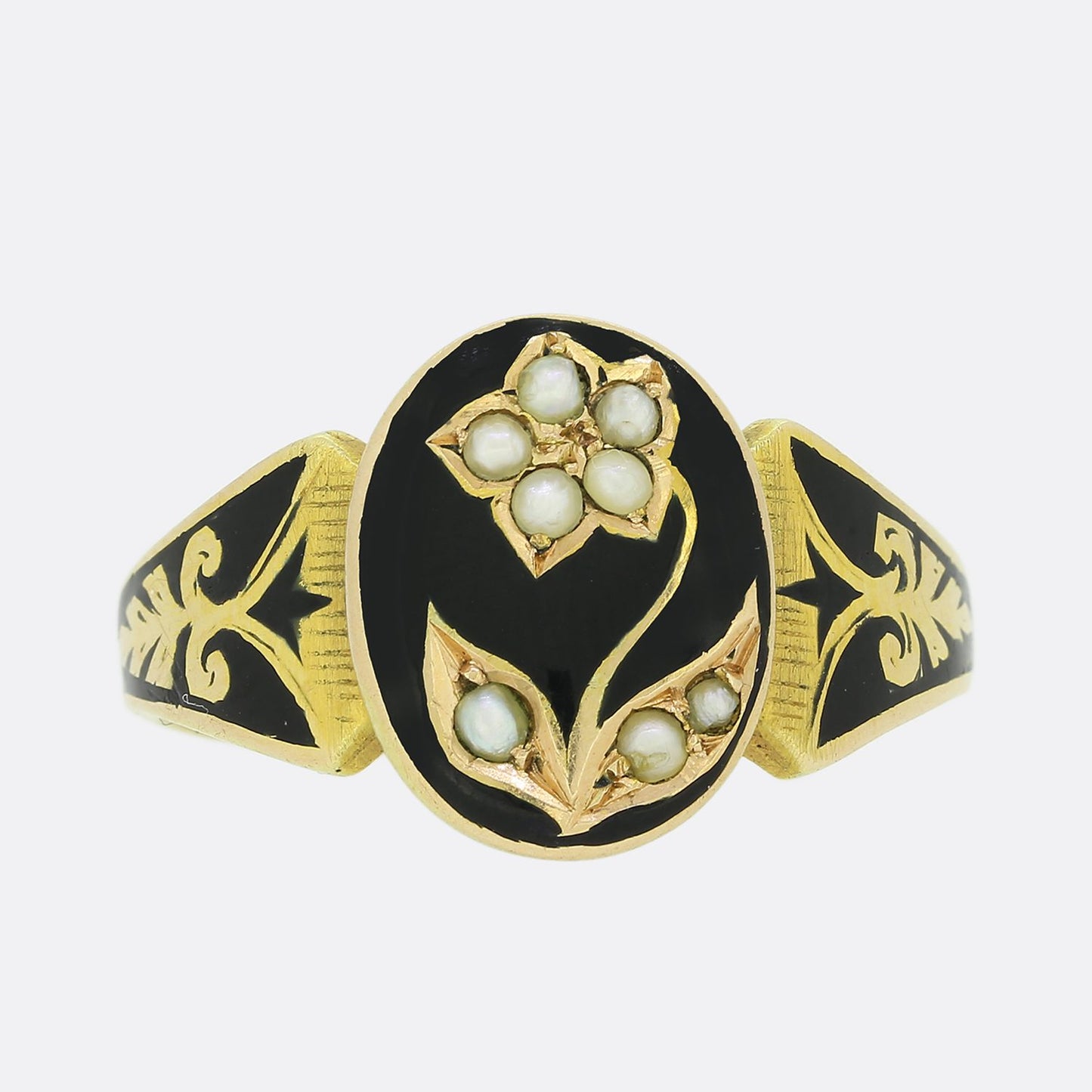 Victorian Pearl and Enamel 'Forget Me Not' Ring
