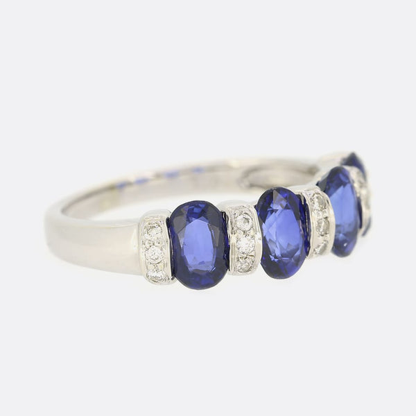 Oval Sapphire and Diamond Four Stone Ring