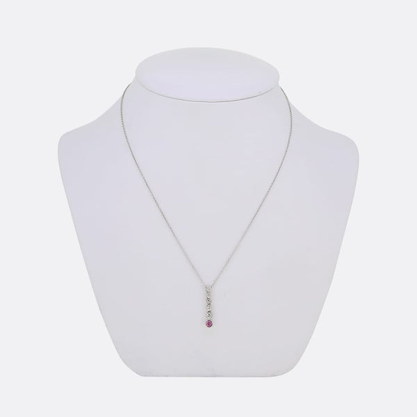 Tiffany & Co. Pink Sapphire and Diamond Jazz Pendant Necklace