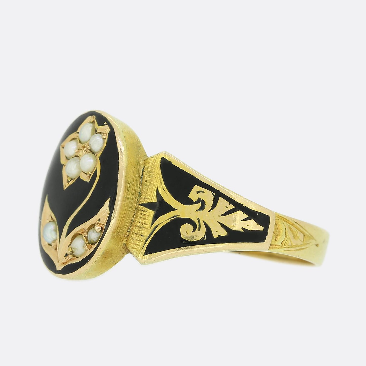 Victorian Pearl and Enamel 'Forget Me Not' Ring