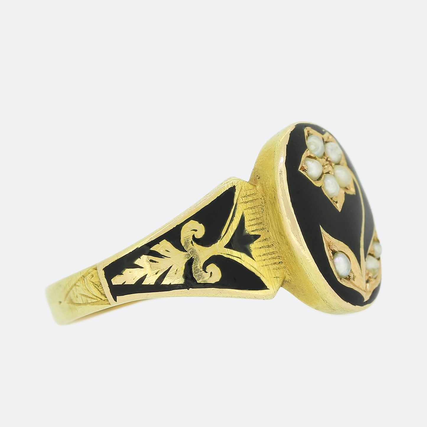 Victorian Pearl and Enamel 'Forget Me Not' Ring