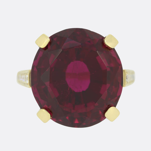 17.78 Carat Rubellite and Diamond Cocktail Ring