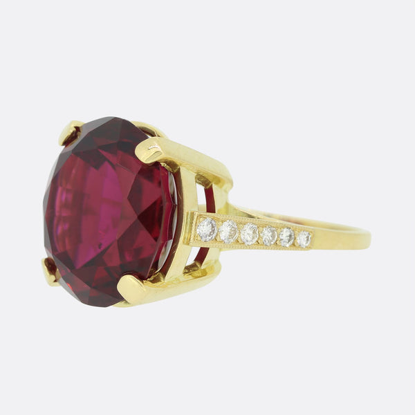 17.78 Carat Rubellite and Diamond Cocktail Ring