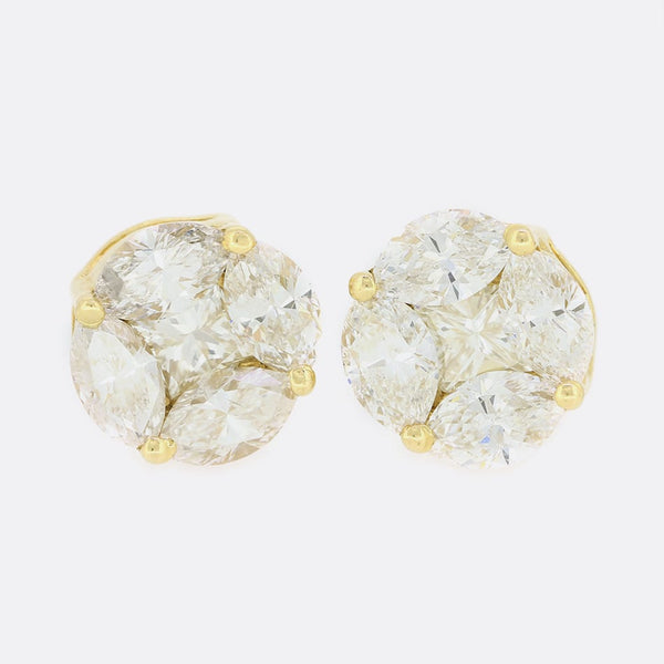 1.50 Carat Marquise Diamond Stud Earrings