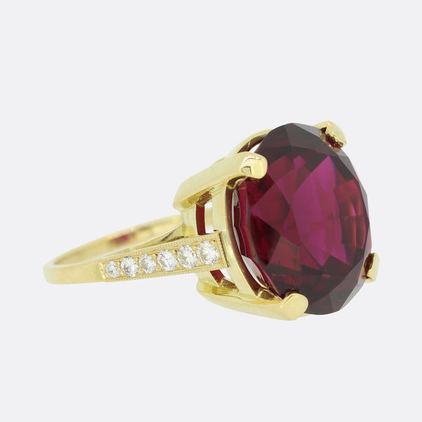 17.78 Carat Rubellite and Diamond Cocktail Ring