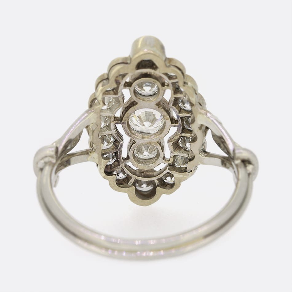 Art Deco 1.00 Carat Diamond Marquise Cluster Ring