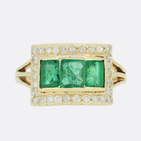 Rectangular Emerald and Diamond Ring