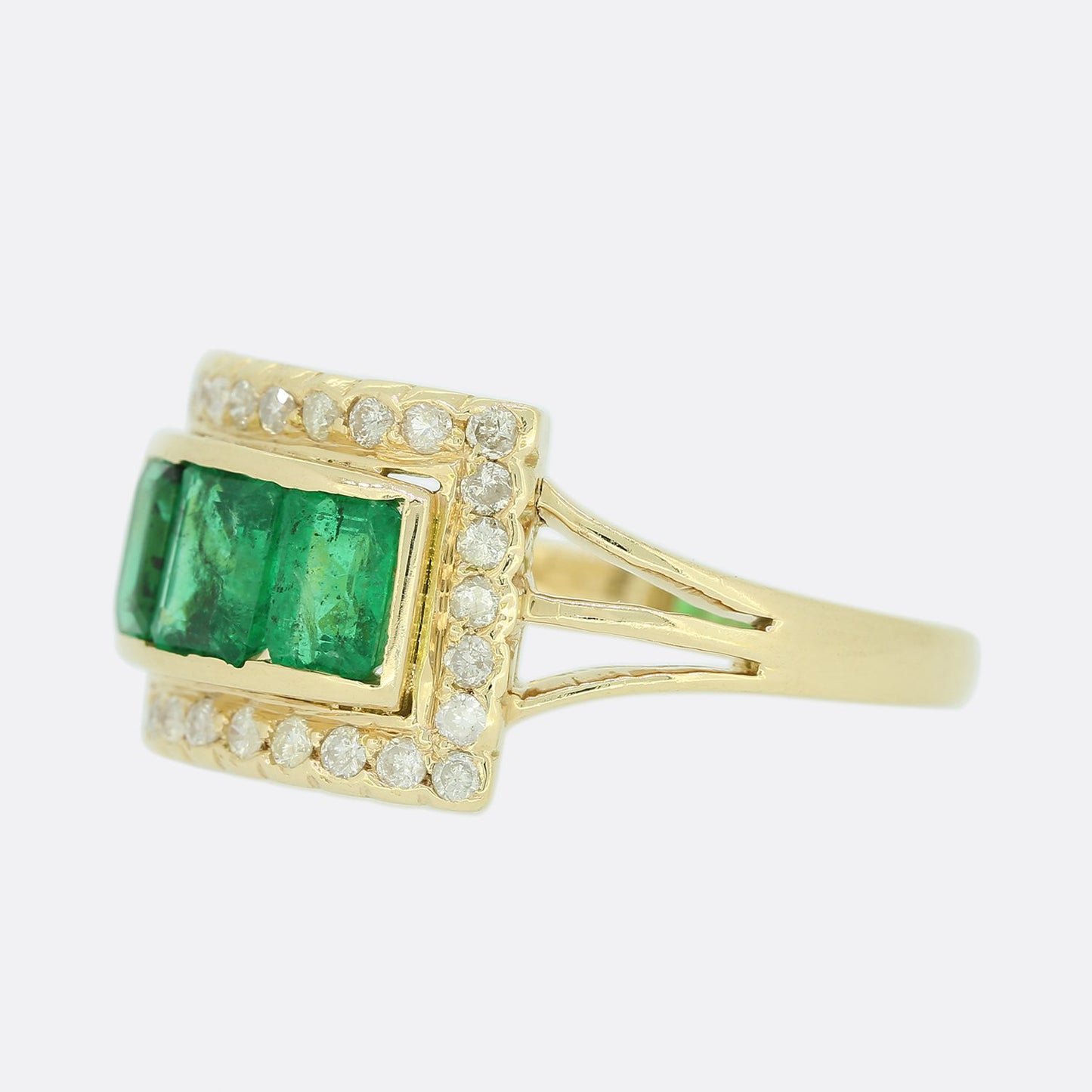 Rectangular Emerald and Diamond Ring