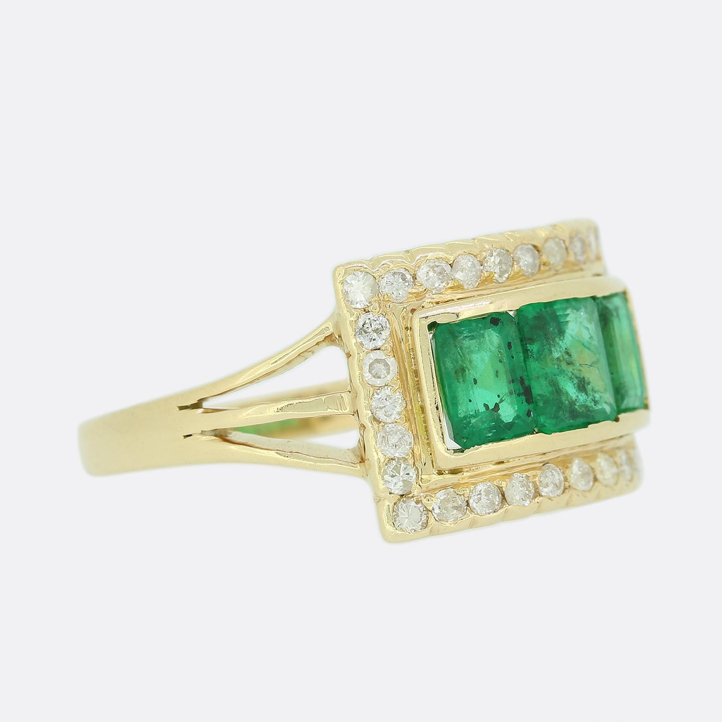 Rectangular Emerald and Diamond Ring