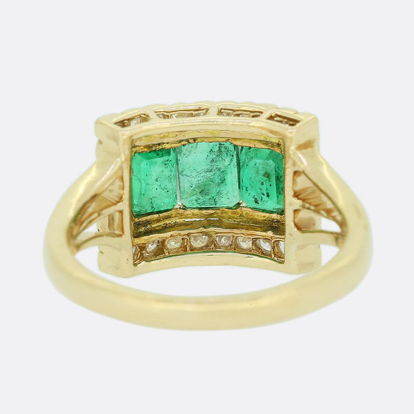 Rectangular Emerald and Diamond Ring