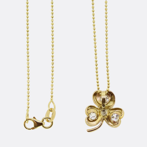 Victorian Diamond and Pearl Clover Necklace