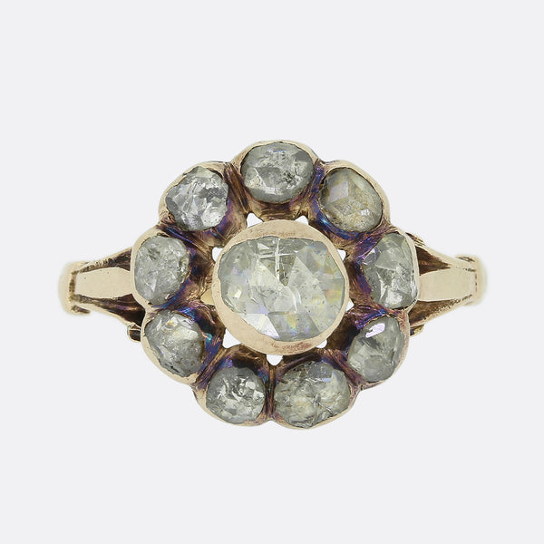 Victorian Rose Cut Diamond Cluster Ring
