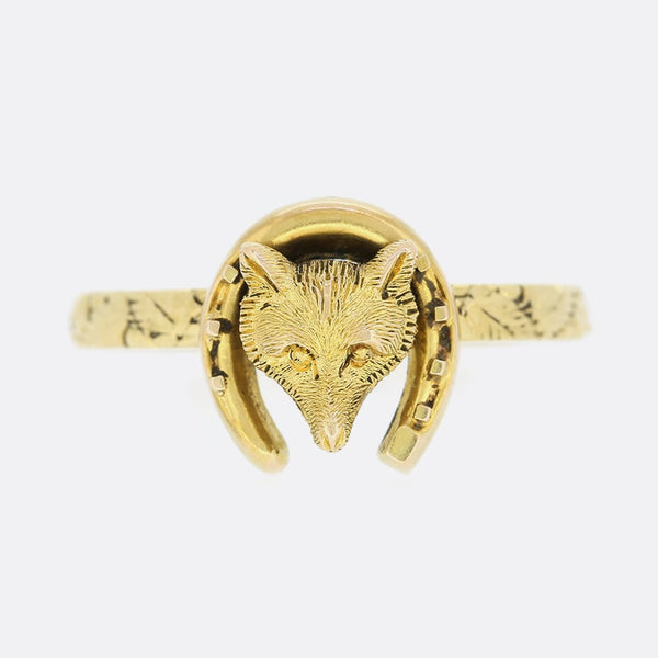 Vintage Fox Head Horseshoe Ring