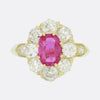Burmese Ruby and Old Cut Diamond Cluster Ring
