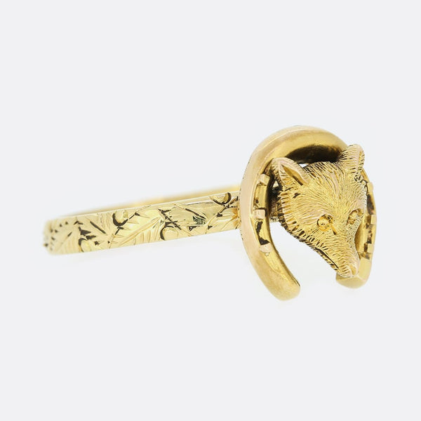 Vintage Fox Head Horseshoe Ring