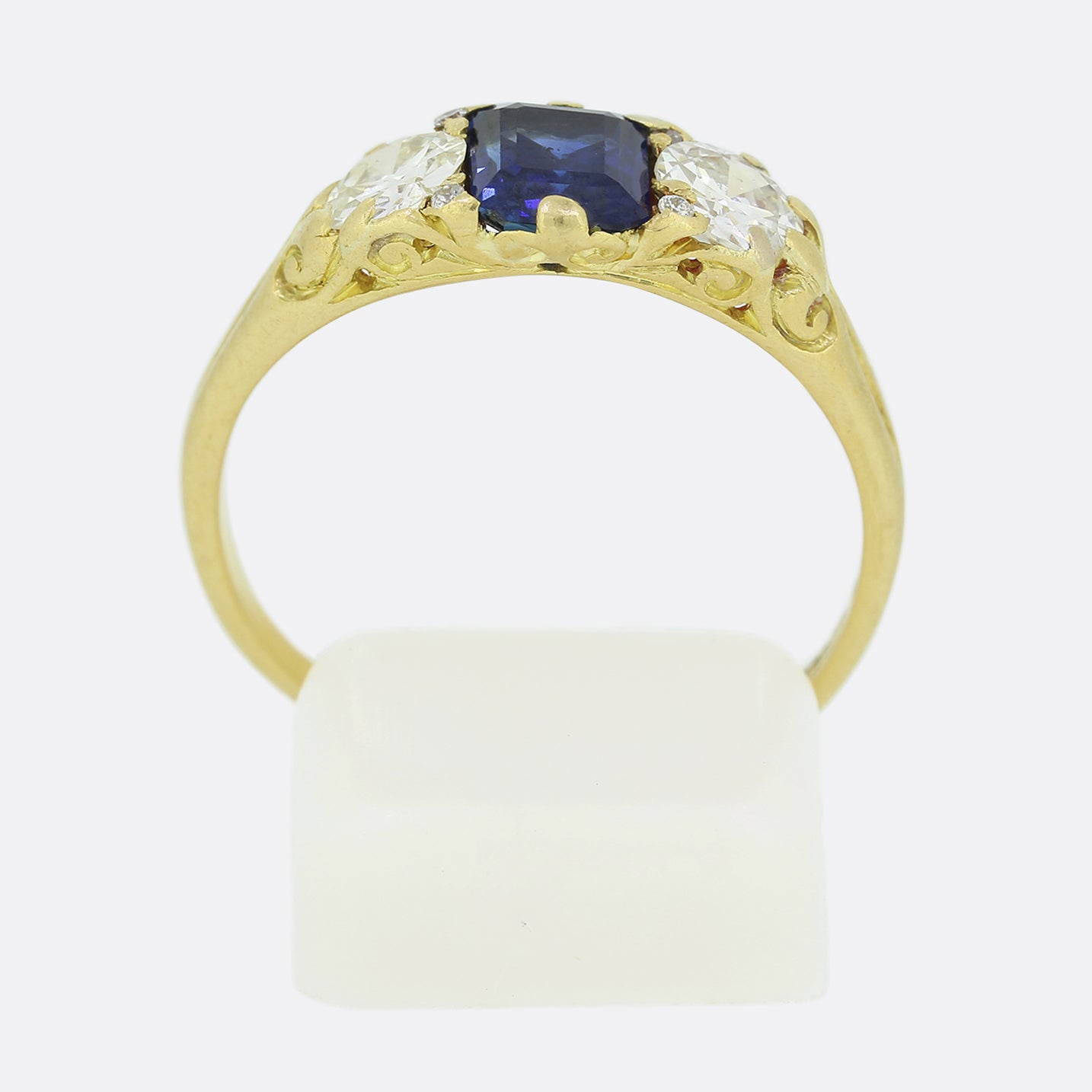 Edwardian Sapphire and Diamond Three Stone Ring