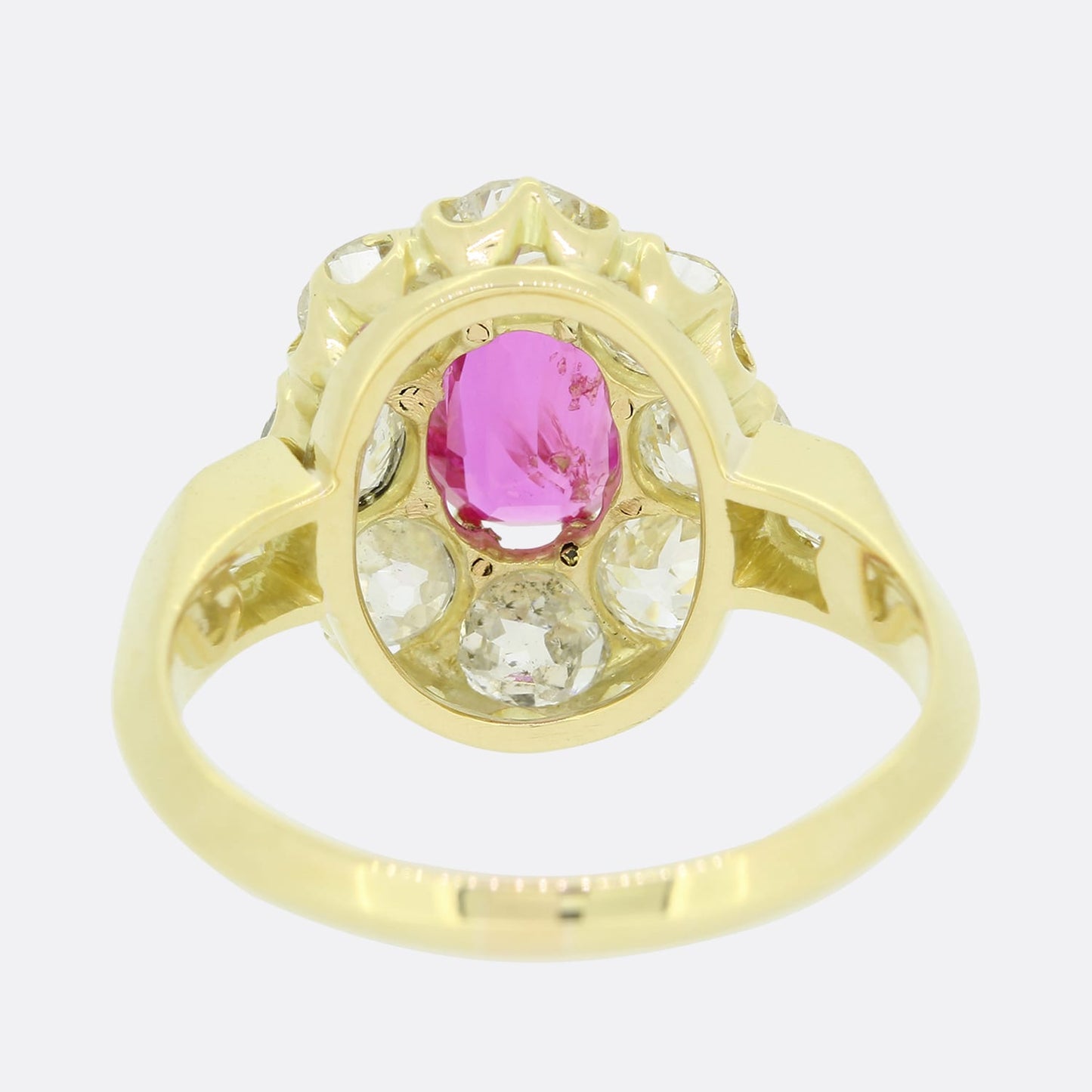 Burmese Ruby and Old Cut Diamond Cluster Ring