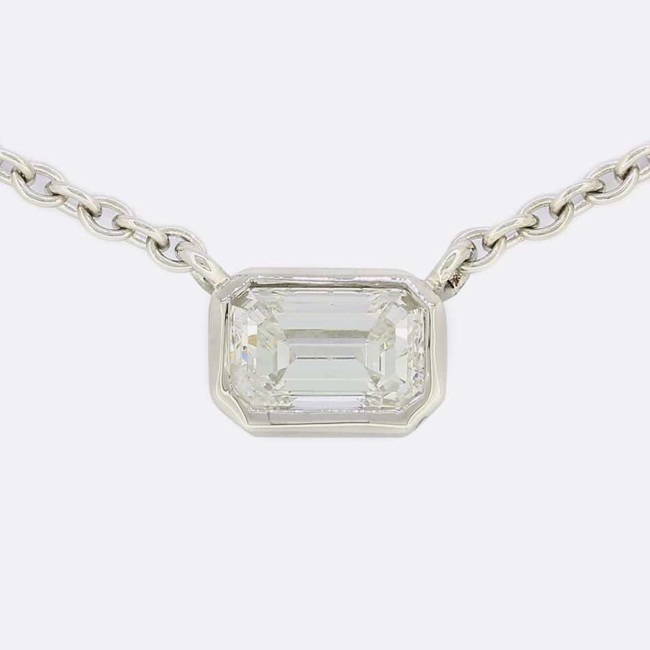 TVJ 0.51 Carat Emerald Cut Diamond Pendant