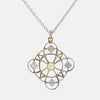 Edwardian Natural Pearl and Diamond Target Necklace