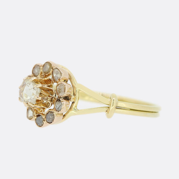 Rose Cut Diamond Set Daisy Cluster Ring