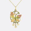 Art Nouveau Enamel and Pearl Pendant Necklace