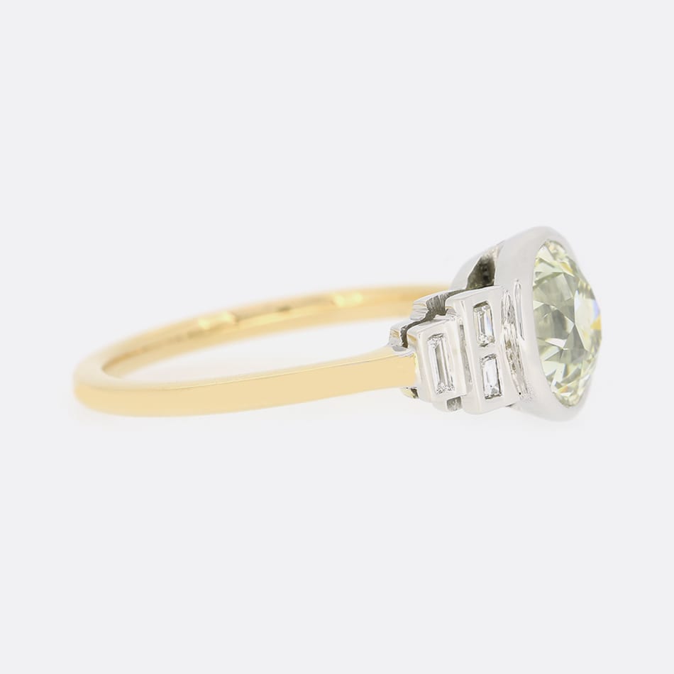 Art Deco Style 1.78 Carat Diamond Solitaire Ring