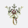 Victorian Ruby Diamond and White Enamel Floral Pendant
