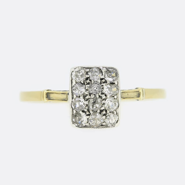 Edwardian Old Cut Diamond Rectangular Cluster Ring