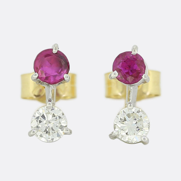 Ruby and Diamond Stud Earrings