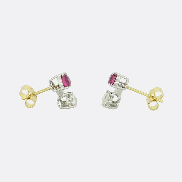 Ruby and Diamond Stud Earrings