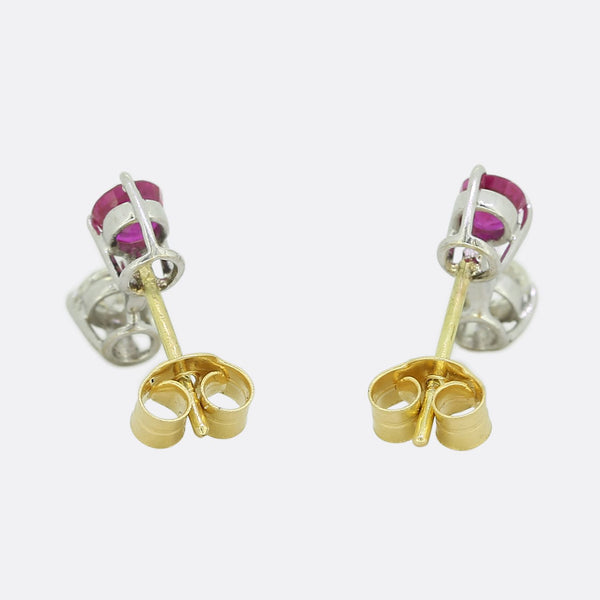 Ruby and Diamond Stud Earrings