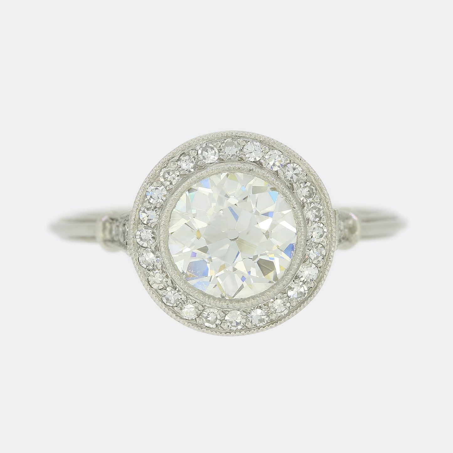 Art Deco Style 1.20 Carat Old Cut Diamond Cluster Ring