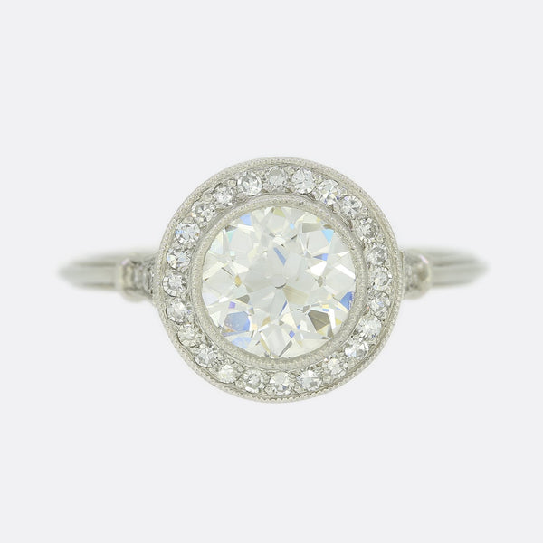 Art Deco Style 1.20 Carat Old Cut Diamond Cluster Ring
