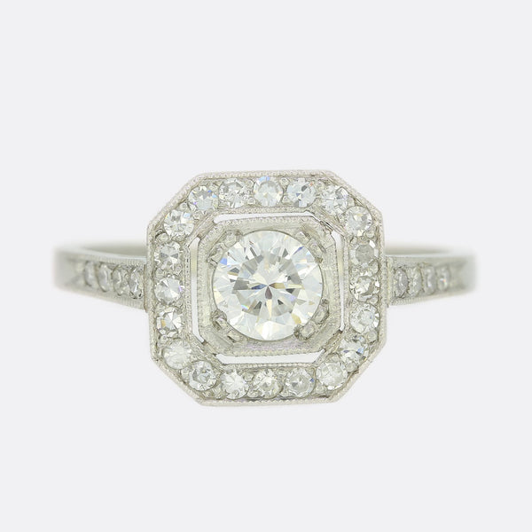 Art Deco Style 0.37 Carat Cushion Diamond Cluster Ring