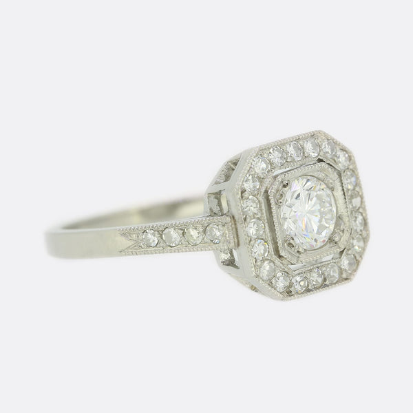Art Deco Style 0.37 Carat Cushion Diamond Cluster Ring