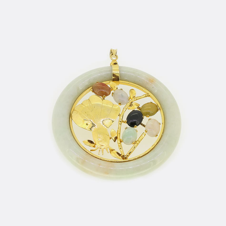 Large Multi Coloured Jade Pendant